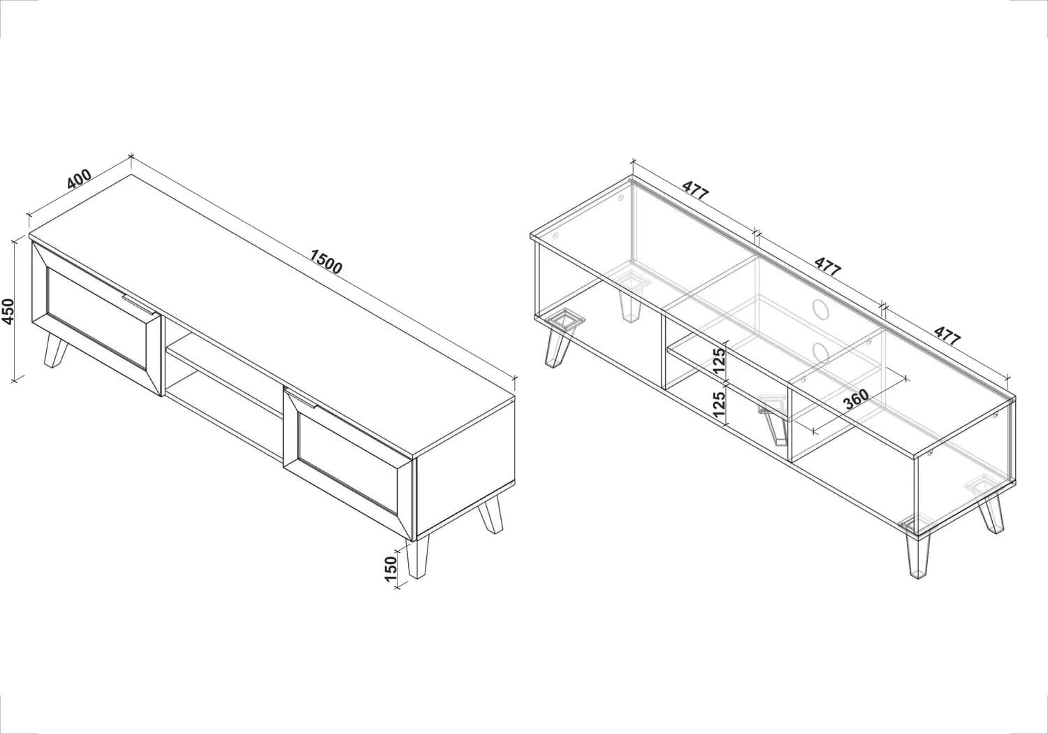 TV staliukas BORNEO RTV-1 Svetainės baldai TV staliukai