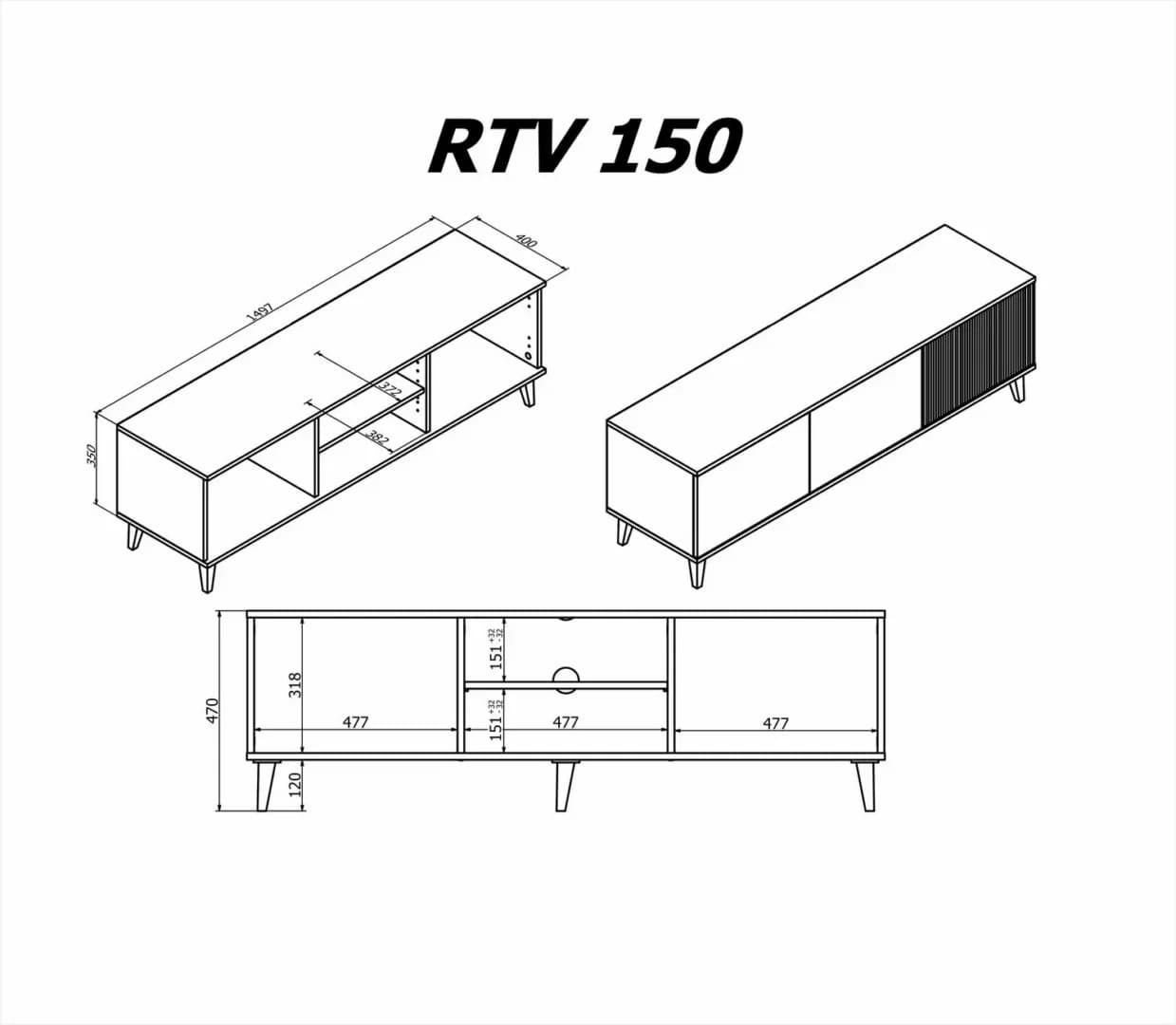 TV staliukas RANDOM 2 RTV-1 Svetainės baldai TV staliukai