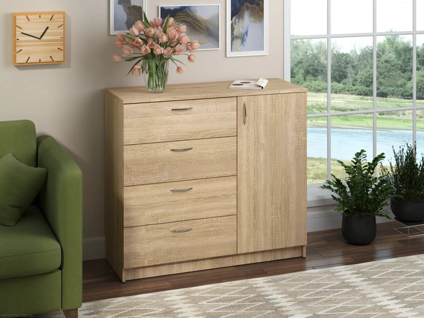 Komoda K-4+1 Komodos Miegamojo baldai Svetainės baldai Vaikų baldai