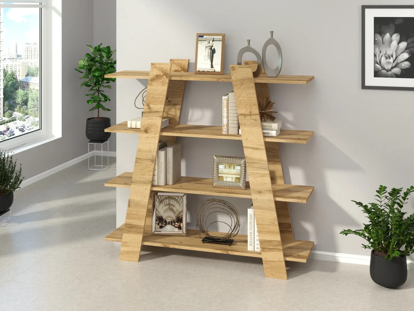 Lentyna Bookshelf-Pyramida Lentynos Svetainės baldai