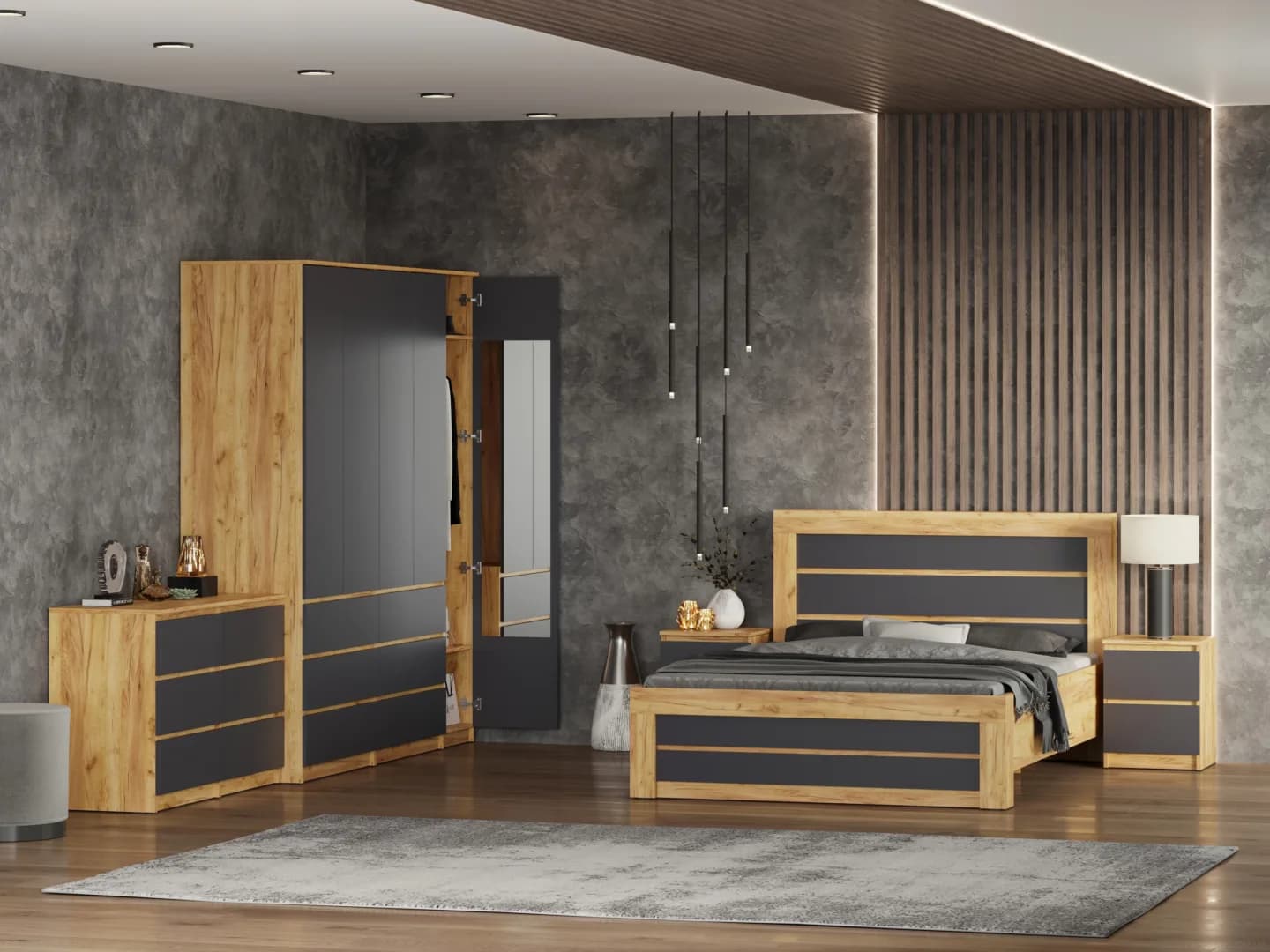 Naktinis staliukas NS-PT-2 Miegamojo baldai Naktiniai staliukai